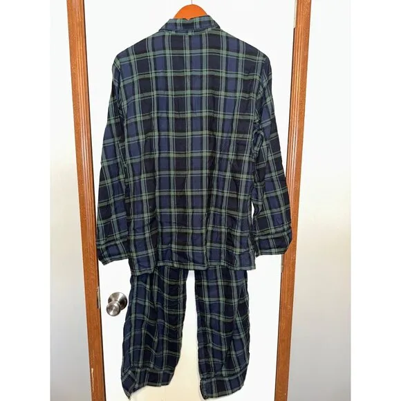 NWT J. crew Green &amp; Navy Plaid Flannel Pajamas Size Small