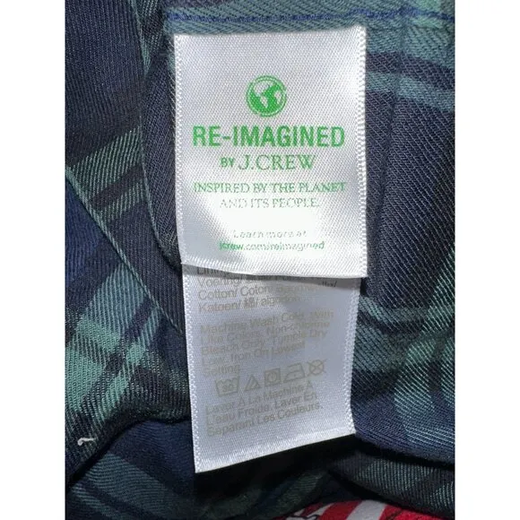 NWT J. crew Green &amp; Navy Plaid Flannel Pajamas Size Small