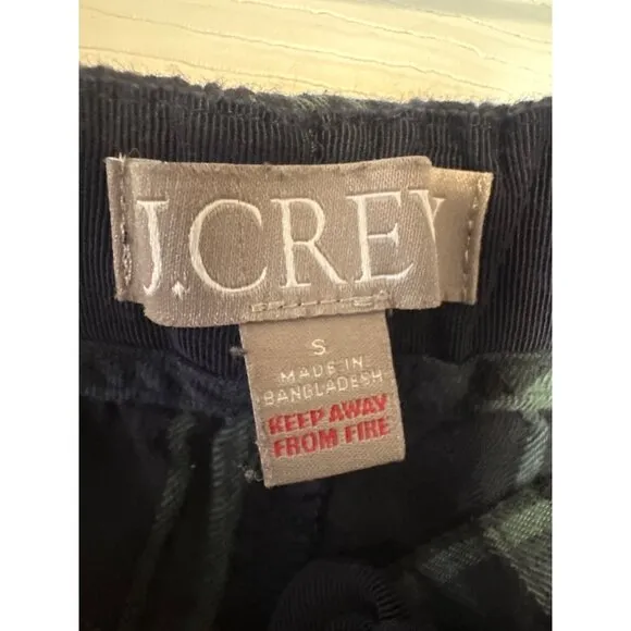 NWT J. crew Green &amp; Navy Plaid Flannel Pajamas Size Small