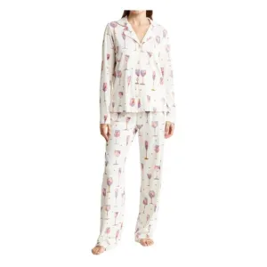 NWT PJ Salvage Long Sleeve Wine Life Button-Up Shirt &amp; Pants Pajamas (Sz M)