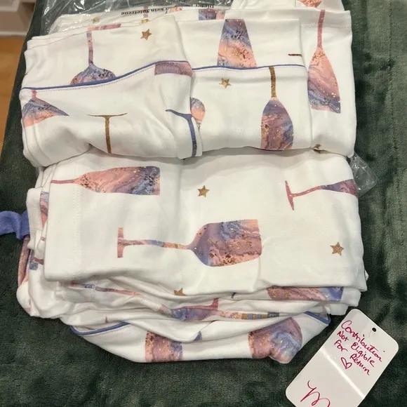 NWT PJ Salvage Long Sleeve Wine Life Button-Up Shirt &amp; Pants Pajamas (Sz M)
