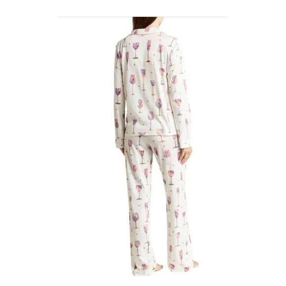 NWT PJ Salvage Long Sleeve Wine Life Button-Up Shirt &amp; Pants Pajamas (Sz M)