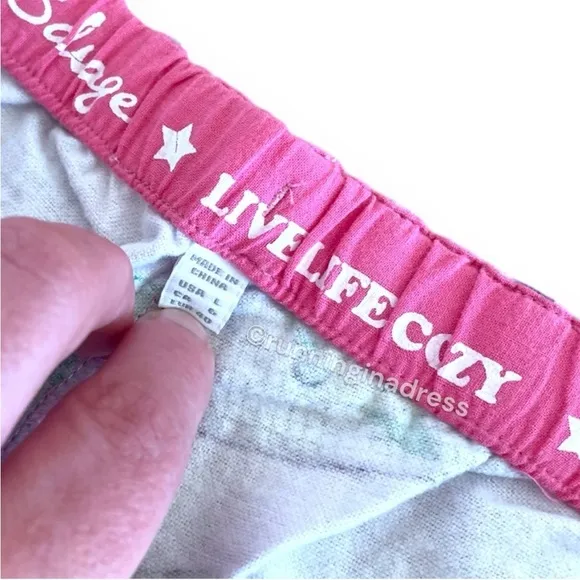 NWT PJ Salvage Mix Tape Flannel Pajama Bottoms In Lavender Size Large