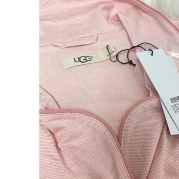 NWT UGG 2 pcs Lenon Pink Mini Stripe Jersey Knit Pajamas Shirt   Pants Set