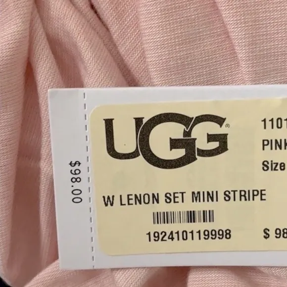 NWT UGG 2 pcs Lenon Pink Mini Stripe Jersey Knit Pajamas Shirt   Pants Set