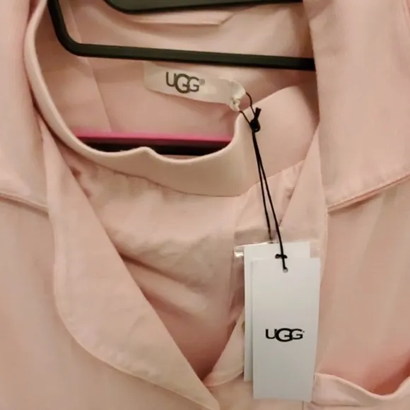 NWT UGG 2 pcs Lenon Pink Mini Stripe Jersey Knit Pajamas Shirt   Pants Set