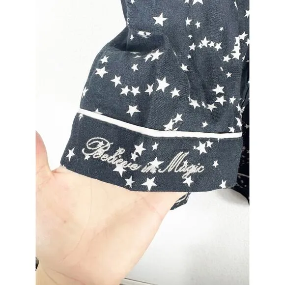 NWT Victoria’s Secret Flannel Romper Size XXL Black Star Print Pajamas Sleepwear