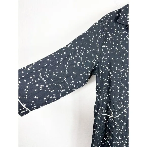 NWT Victoria’s Secret Flannel Romper Size XXL Black Star Print Pajamas Sleepwear