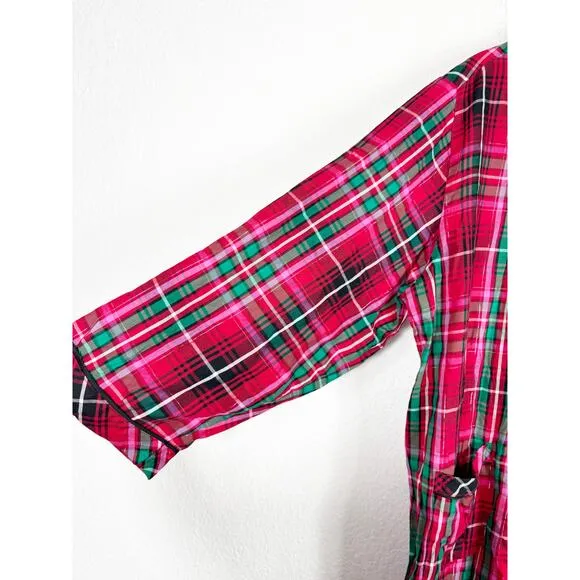NWT Victoria’s Secret Flannel Romper Size XXL Red Plaid Print Pajamas Sleepwear