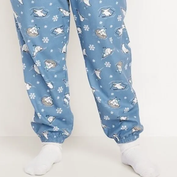 Old Navy polar bear cotton flannel pajamas sleep shirt and  bottoms XXL NWT