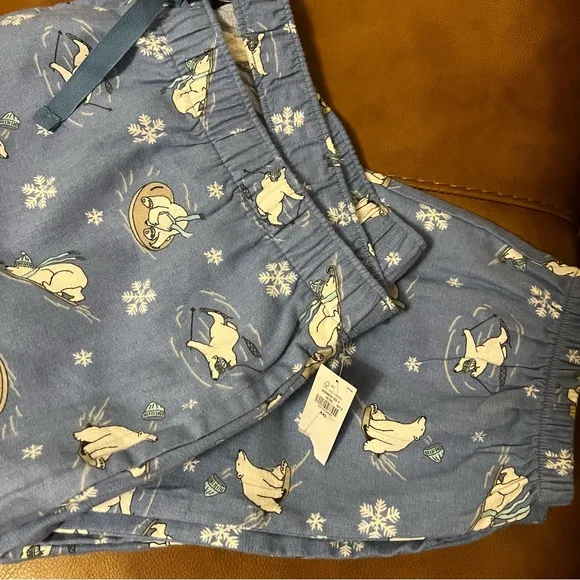 Old Navy polar bear cotton flannel pajamas sleep shirt and  bottoms XXL NWT
