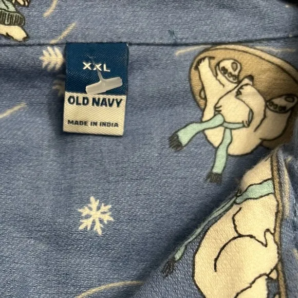 Old Navy polar bear cotton flannel pajamas sleep shirt and  bottoms XXL NWT
