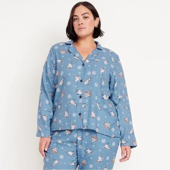 Old Navy polar bear cotton flannel pajamas sleep shirt and  bottoms XXL NWT