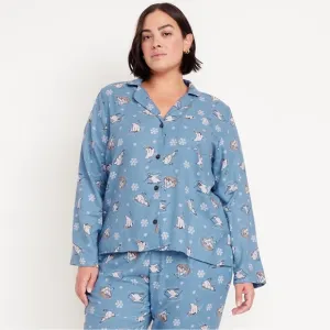 Old Navy polar bear cotton flannel pajamas sleep shirt and  bottoms XXL NWT