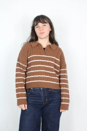 Olive - Cable Striped Jumper