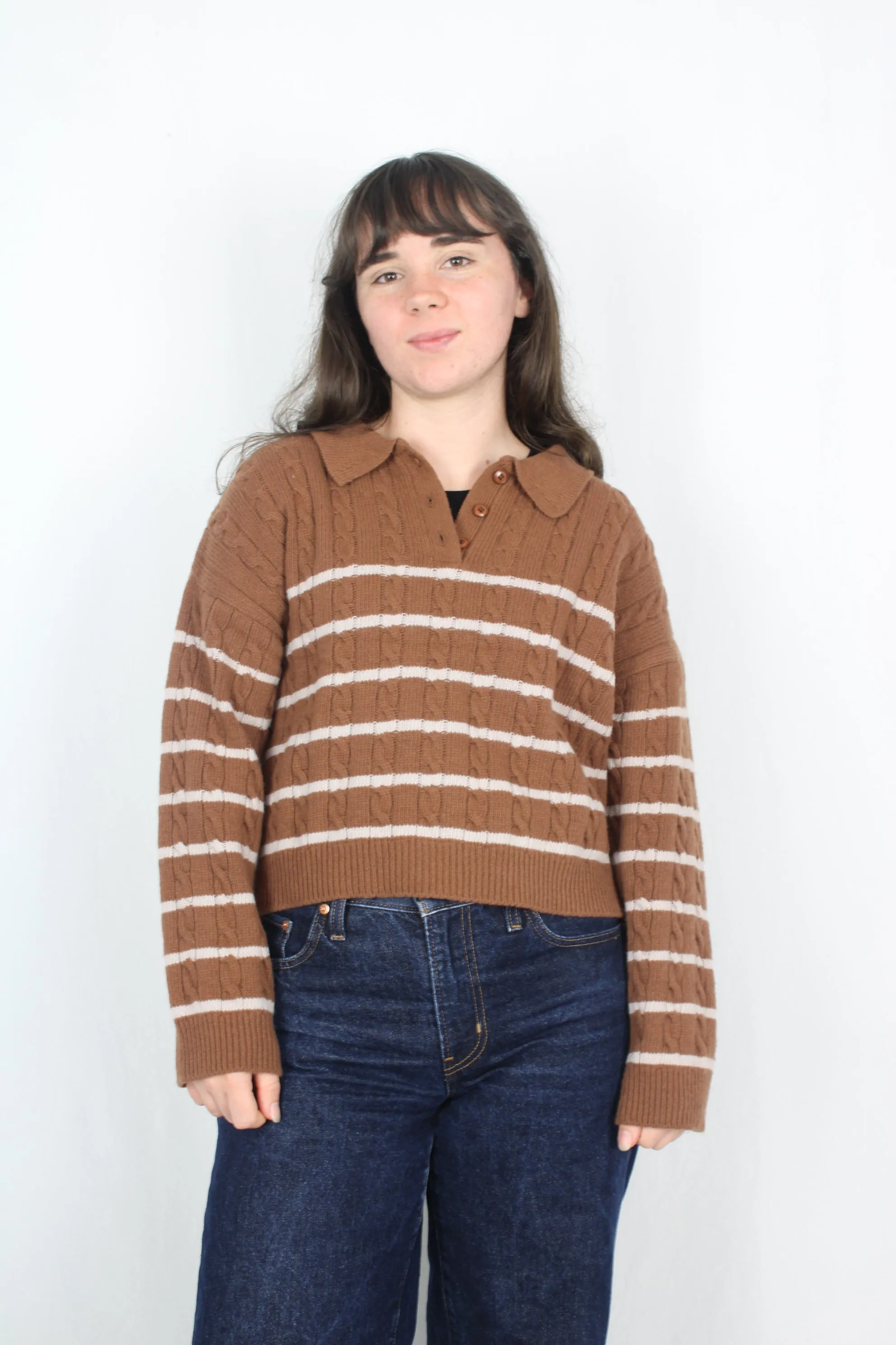 Olive - Cable Striped Jumper