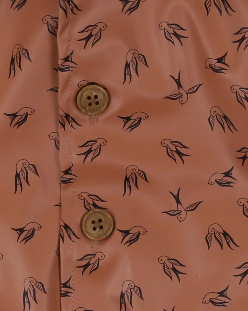 Orange Dancing Bird Print Hooded Raincoat