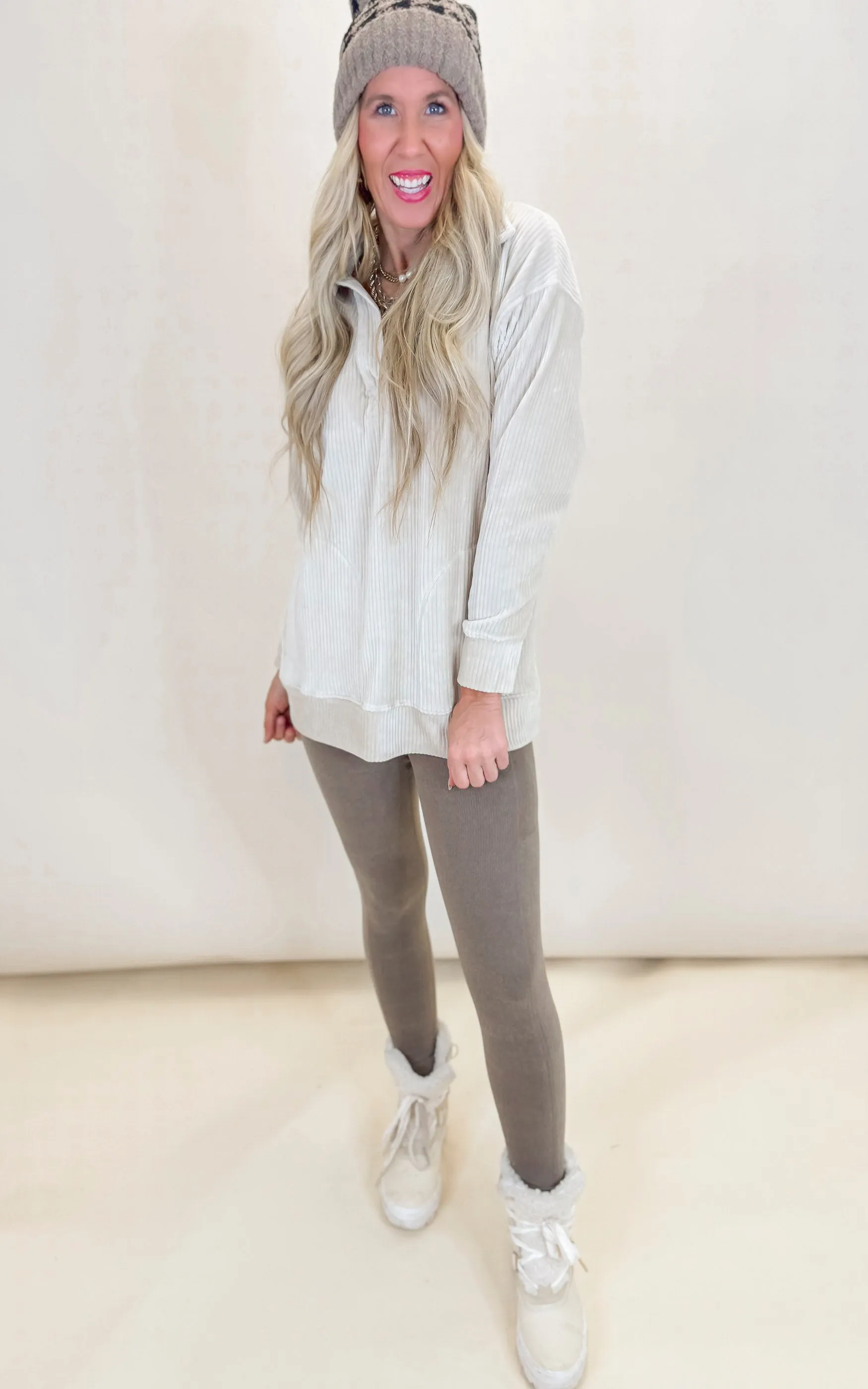 Oversized Collared Corduroy Pullover | MONO B. - Final Sale