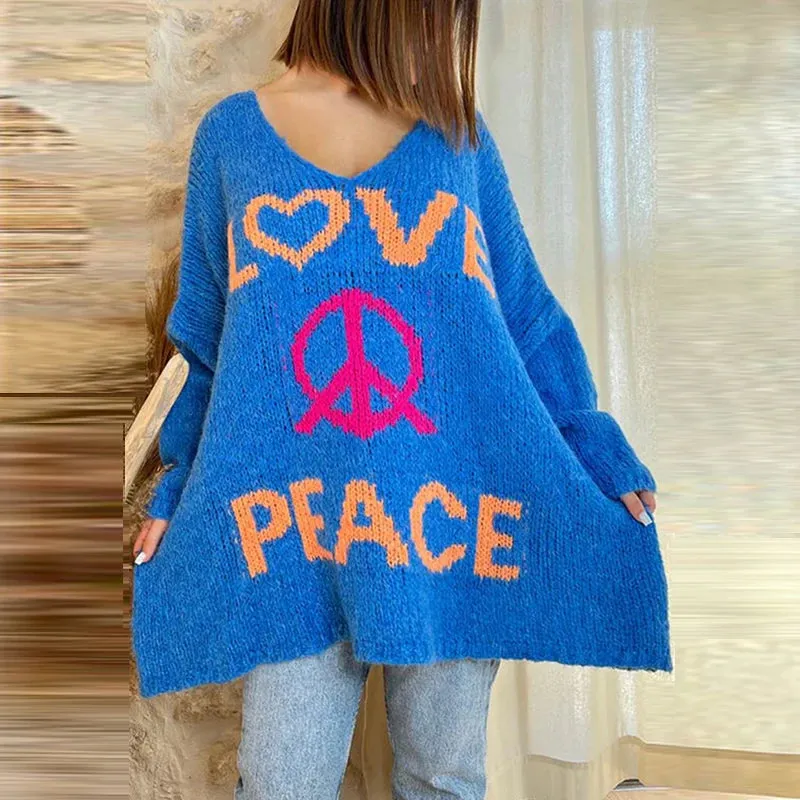 Oversized Peace & Love Knitted Sweater