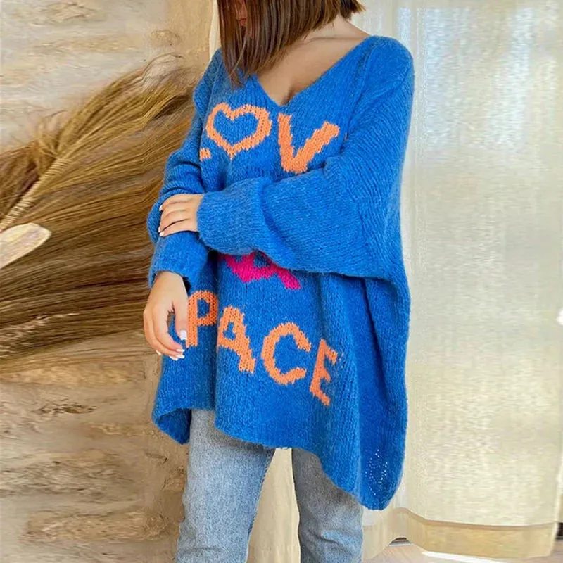 Oversized Peace & Love Knitted Sweater