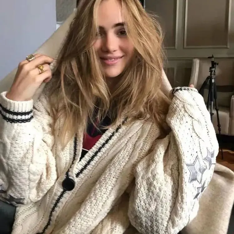 Oversized StarGirl Aesthetic Cardigan with Star Embroidery