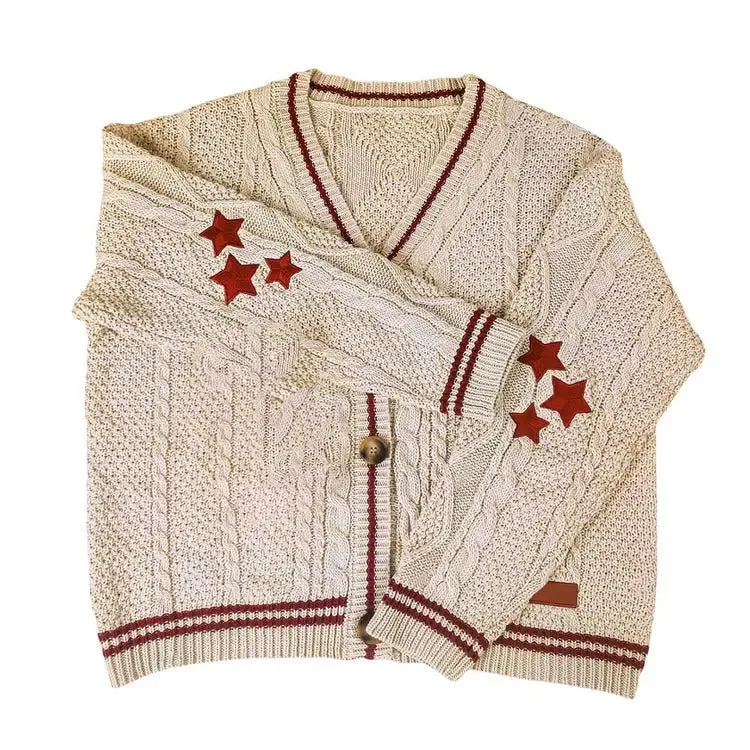 Oversized StarGirl Aesthetic Cardigan with Star Embroidery