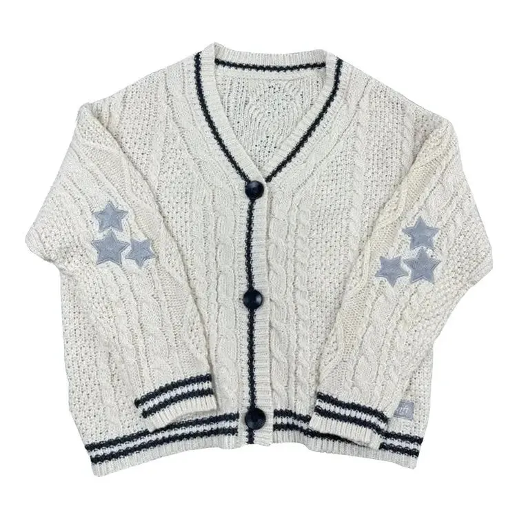 Oversized StarGirl Aesthetic Cardigan with Star Embroidery