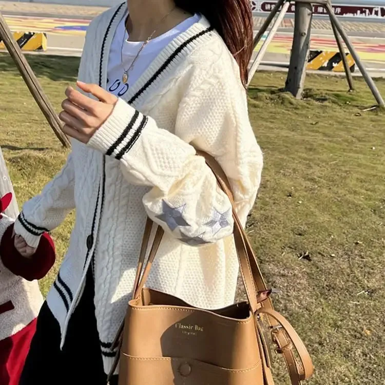 Oversized StarGirl Aesthetic Cardigan with Star Embroidery