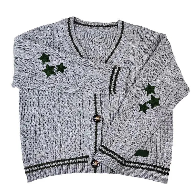 Oversized StarGirl Aesthetic Cardigan with Star Embroidery
