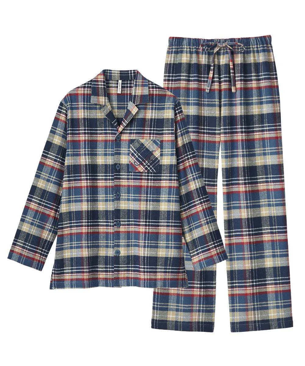 Pajamas Flannel shirt Top-Bottom Set
