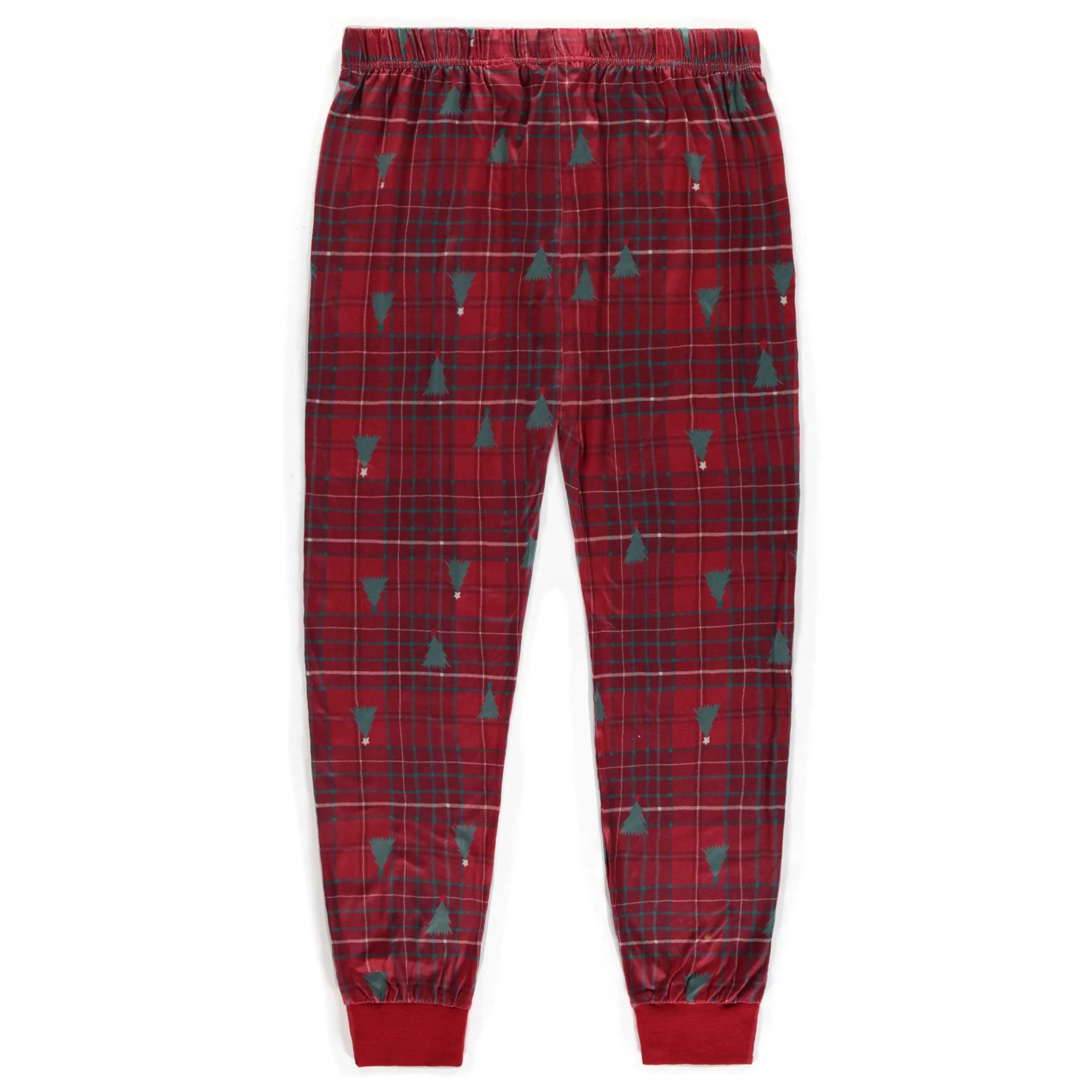 Pantalon de pyjama des Fêtes rouge à motifs en polyester brossé, adulte || Brushed polyester holiday red patterned pajamas pants, adult
