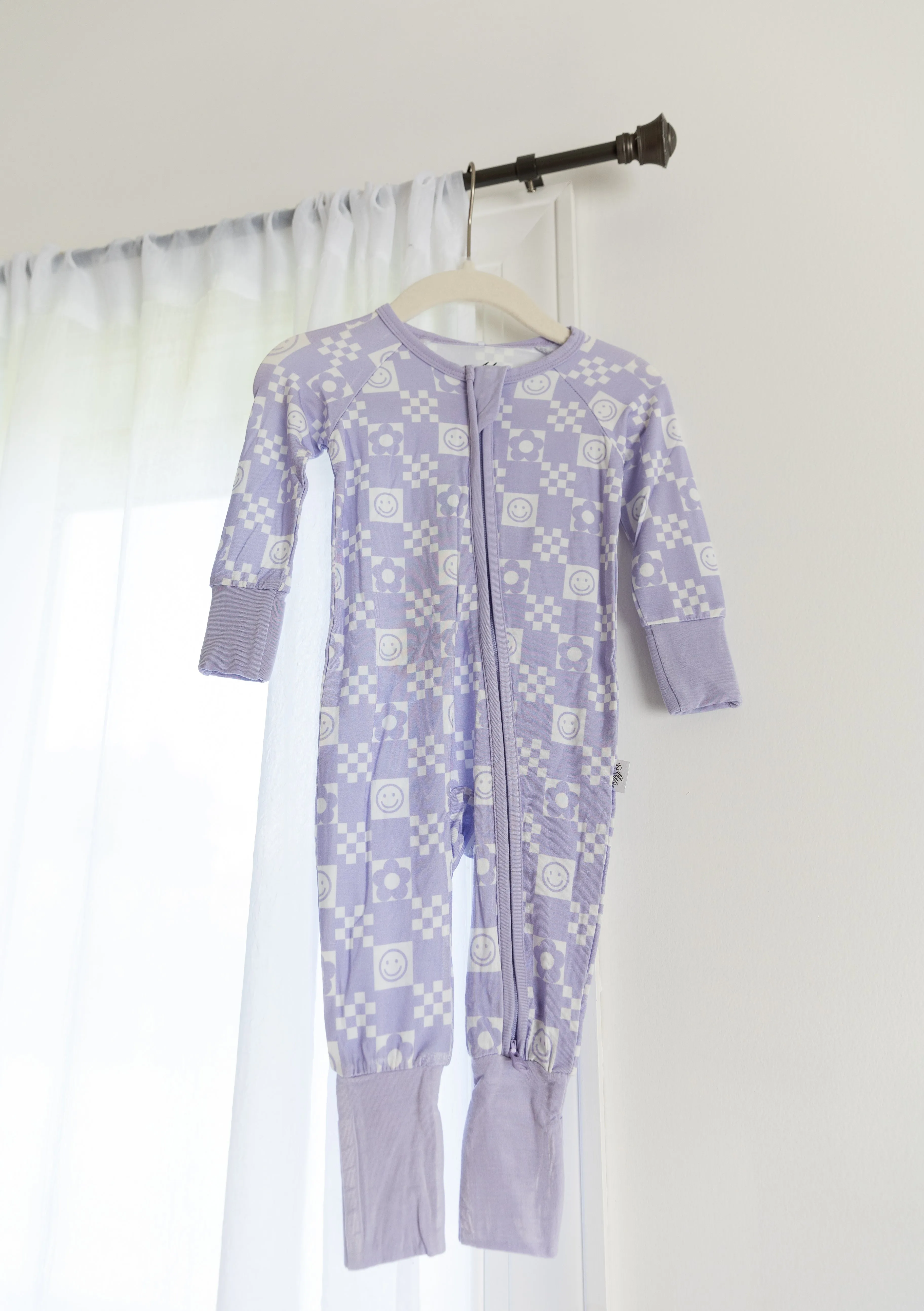 Periwinkle Checks Convertible Romper Pajamas