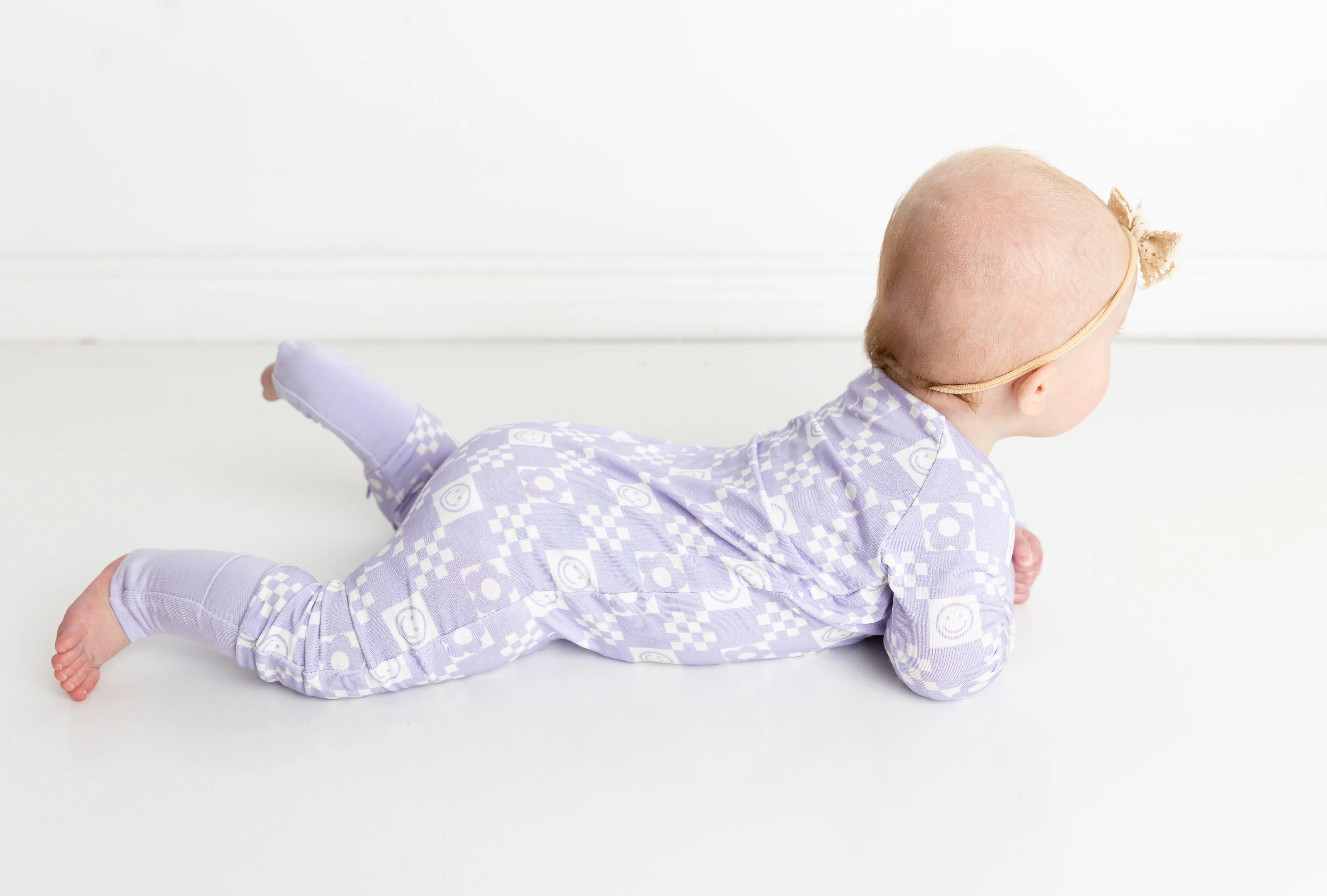 Periwinkle Checks Convertible Romper Pajamas