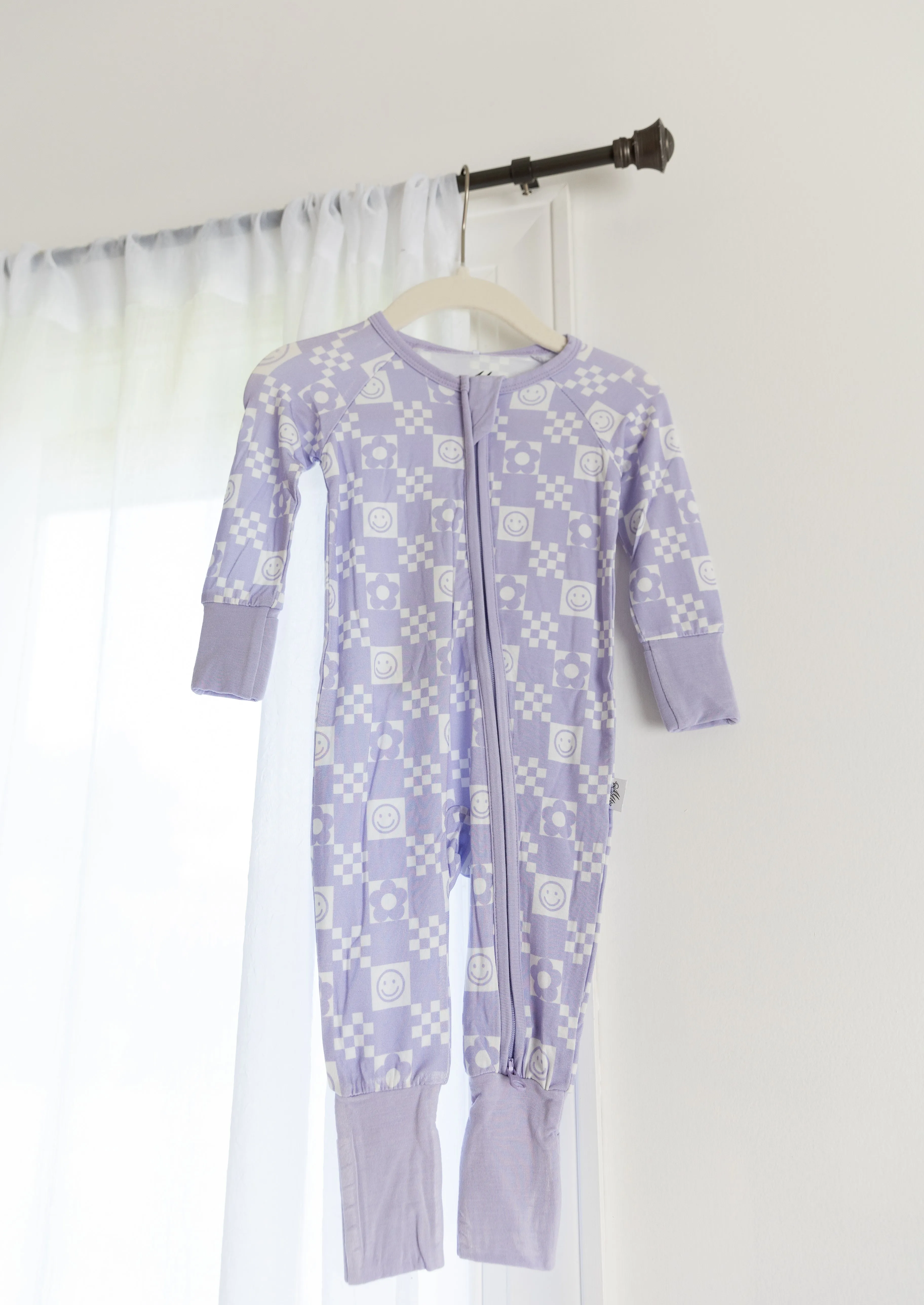 Periwinkle Checks Convertible Romper Pajamas