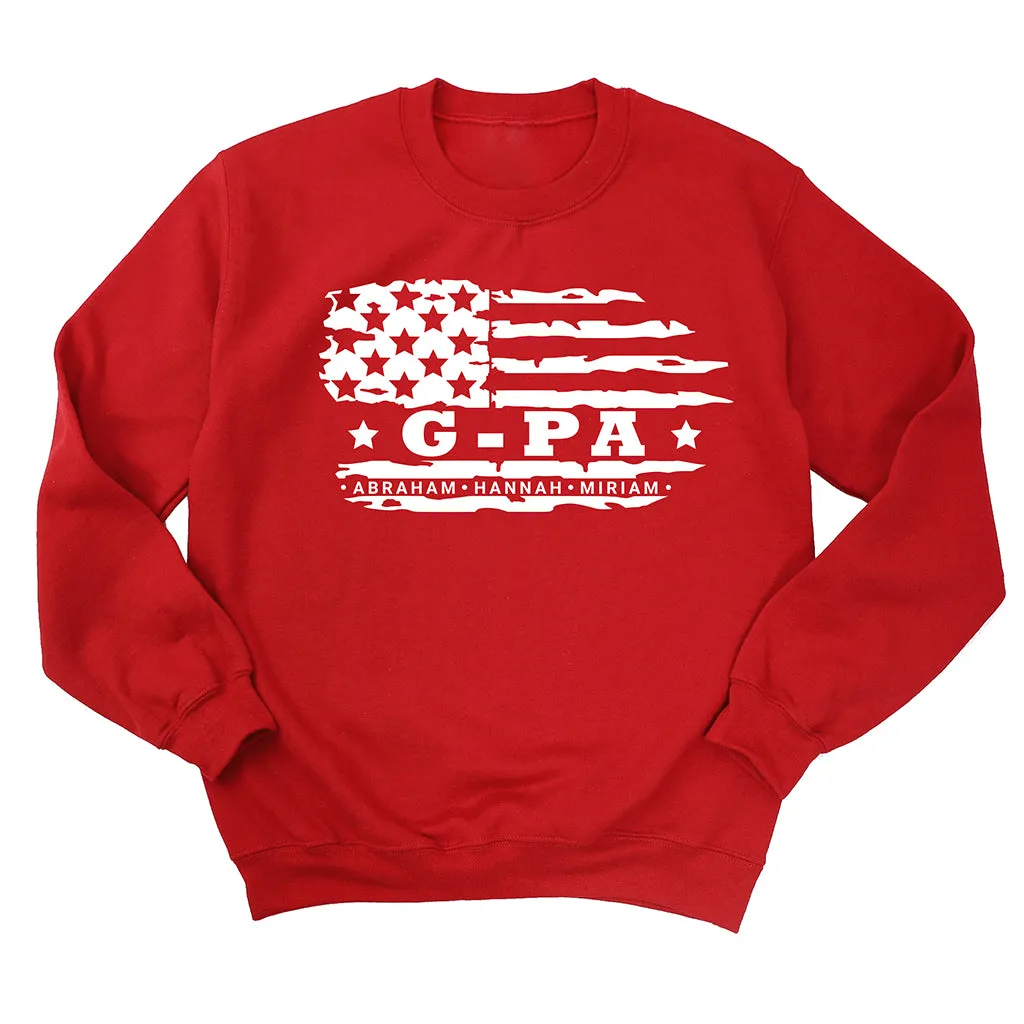 Personalized Grandpa Sweatshirt - FLAG & Grandkids Names, Shirt for Grandpa, Grandpa's Birthday, Father's Day gift from grandkids with names