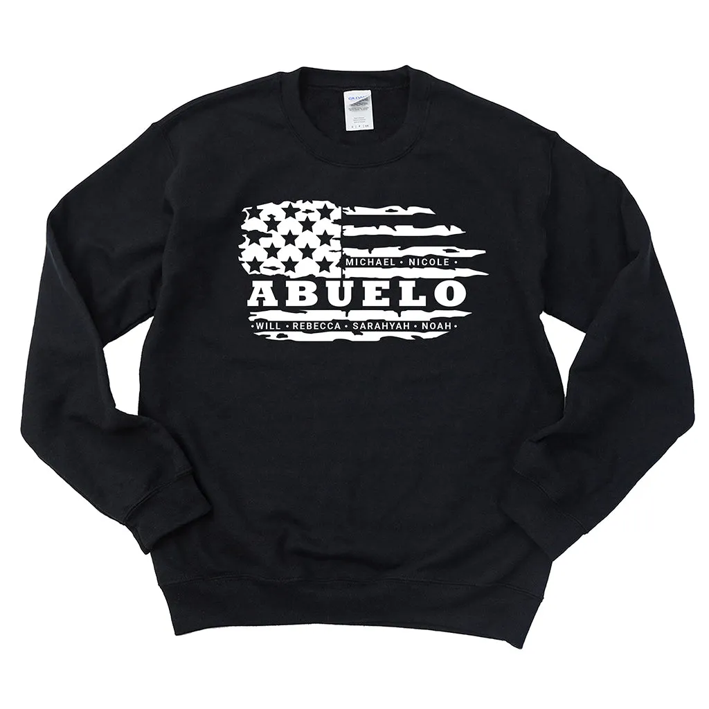 Personalized Grandpa Sweatshirt - FLAG & Grandkids Names, Shirt for Grandpa, Grandpa's Birthday, Father's Day gift from grandkids with names