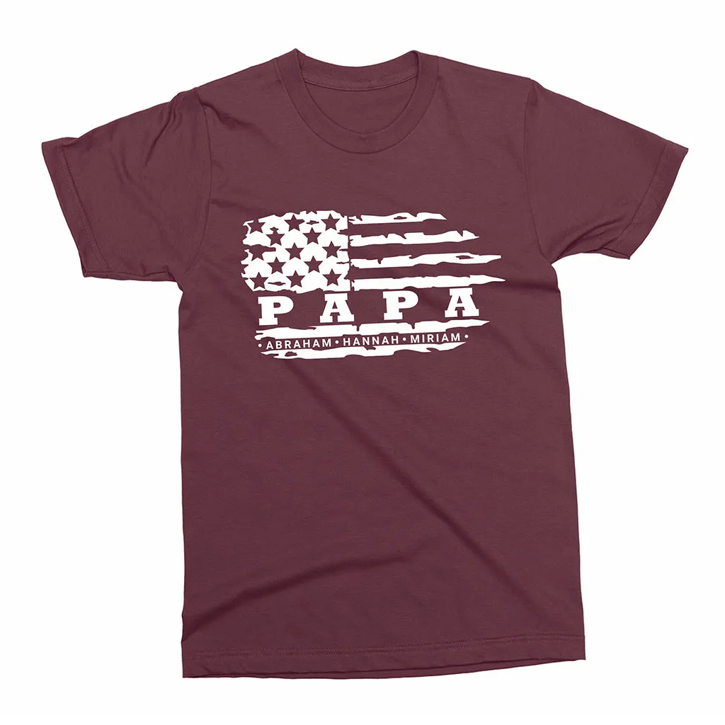 Personalized Grandpa T-shirt - FLAG & Grandkids Names, T-shirt for Grandpa, Grandpa's Birthday, Father's Day gift for Grandpa from grandkids