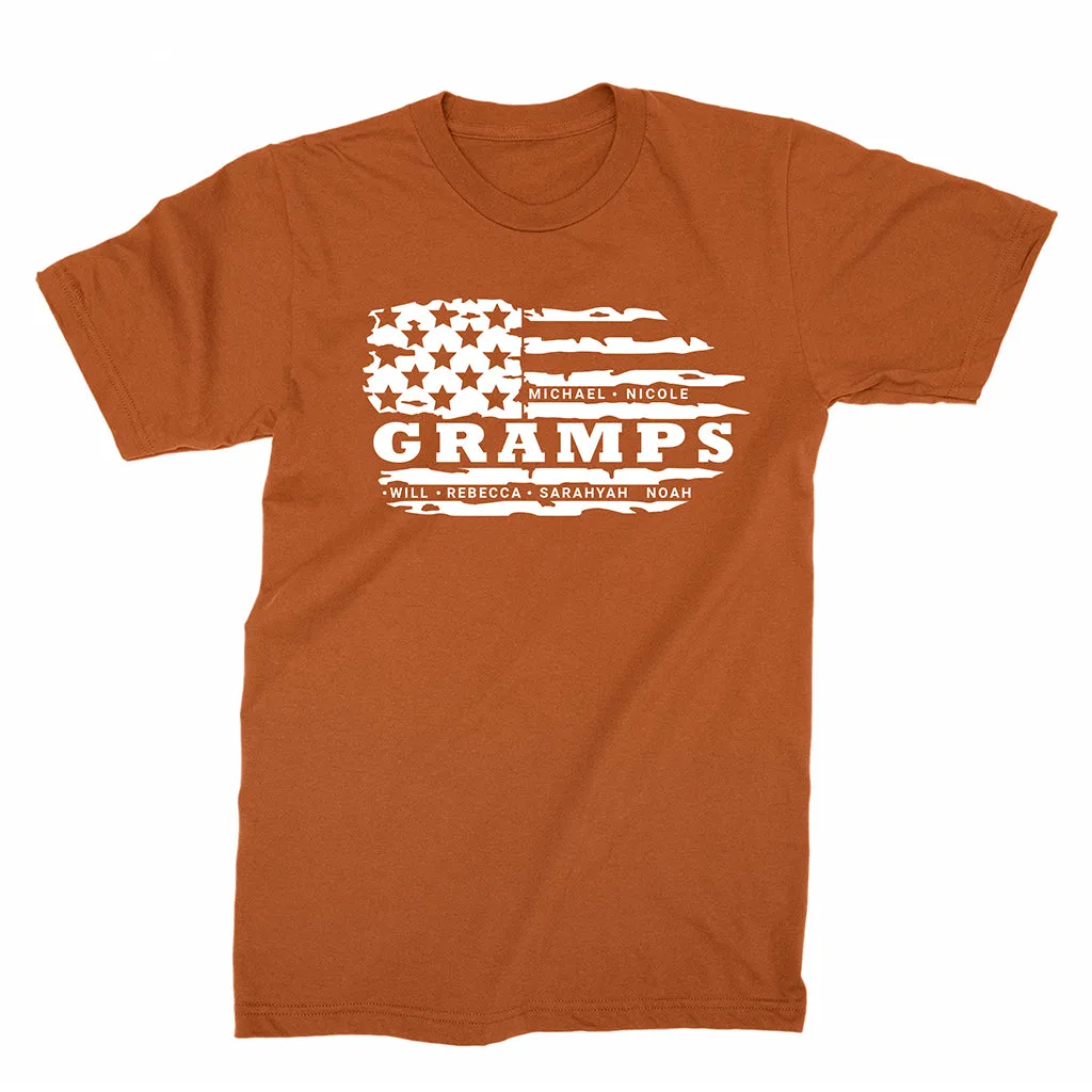 Personalized Grandpa T-shirt - FLAG & Grandkids Names, T-shirt for Grandpa, Grandpa's Birthday, Father's Day gift for Grandpa from grandkids