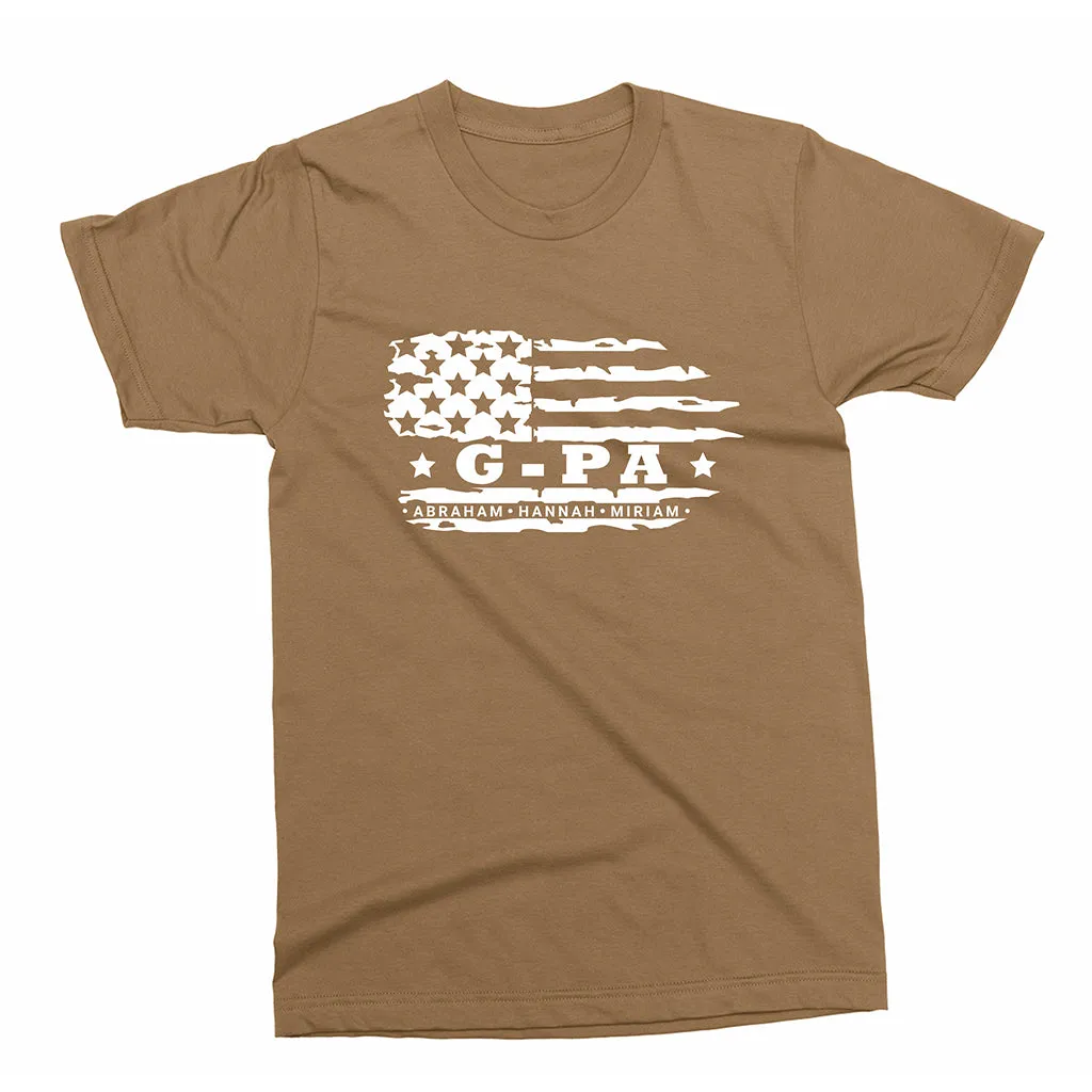 Personalized Grandpa T-shirt - FLAG & Grandkids Names, T-shirt for Grandpa, Grandpa's Birthday, Father's Day gift for Grandpa from grandkids