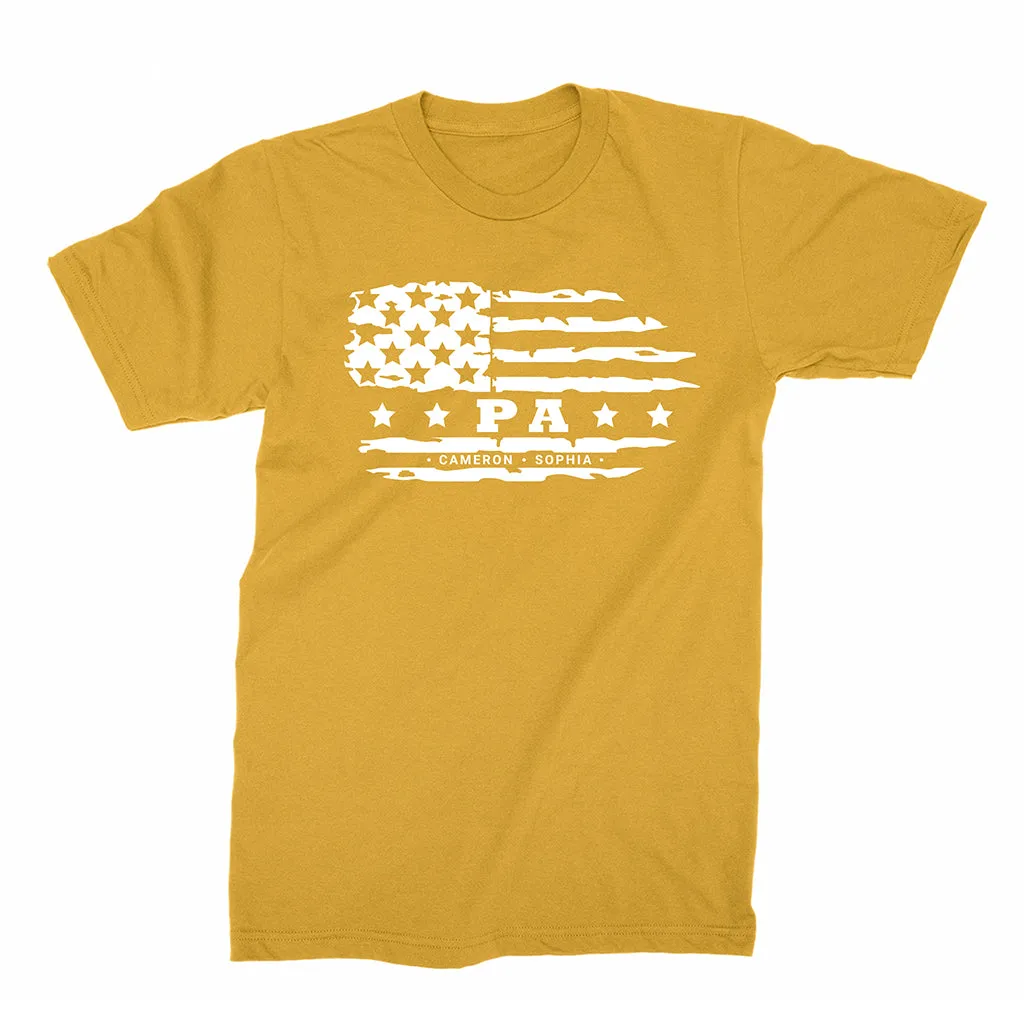 Personalized Grandpa T-shirt - FLAG & Grandkids Names, T-shirt for Grandpa, Grandpa's Birthday, Father's Day gift for Grandpa from grandkids