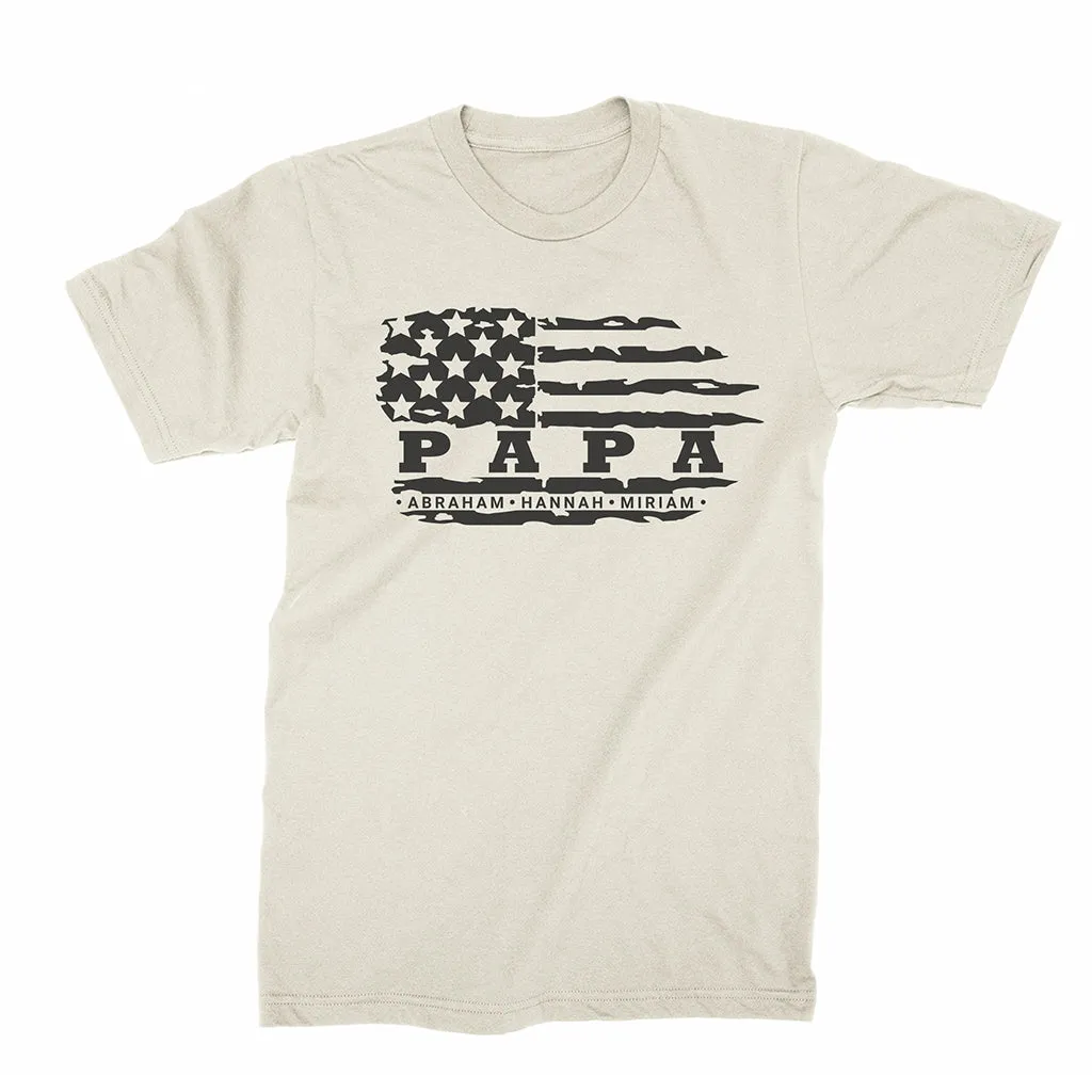 Personalized Grandpa T-shirt - FLAG & Grandkids Names, T-shirt for Grandpa, Grandpa's Birthday, Father's Day gift for Grandpa from grandkids