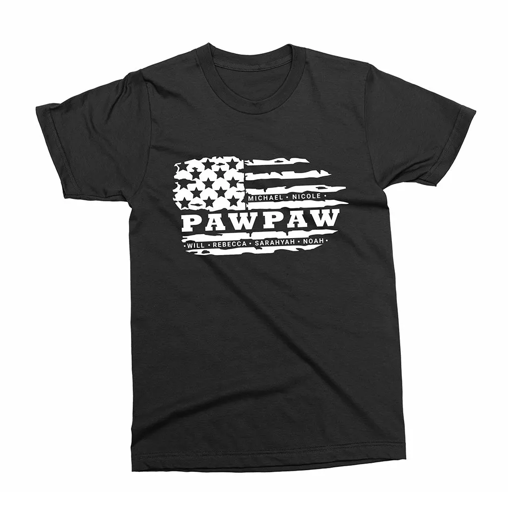 Personalized Grandpa T-shirt - FLAG & Grandkids Names, T-shirt for Grandpa, Grandpa's Birthday, Father's Day gift for Grandpa from grandkids