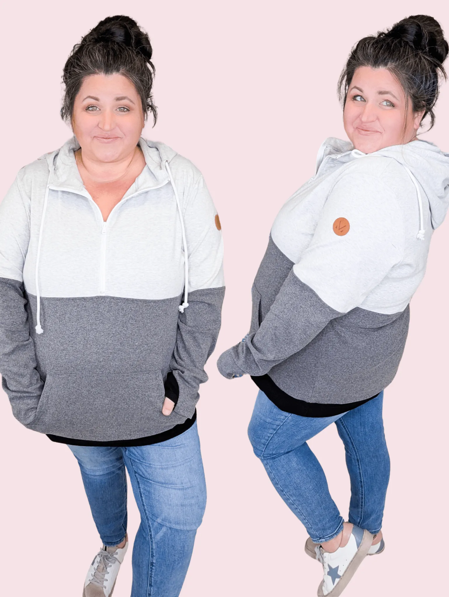 PHC- Triple Stretch Halfzip Hoodie in Colorblock Grays