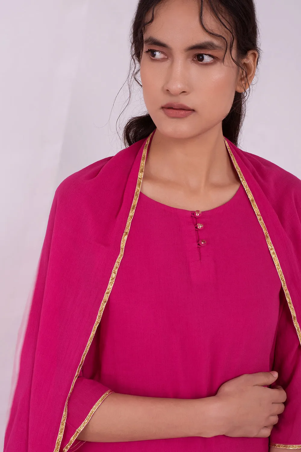 Pink gota work pyjama set