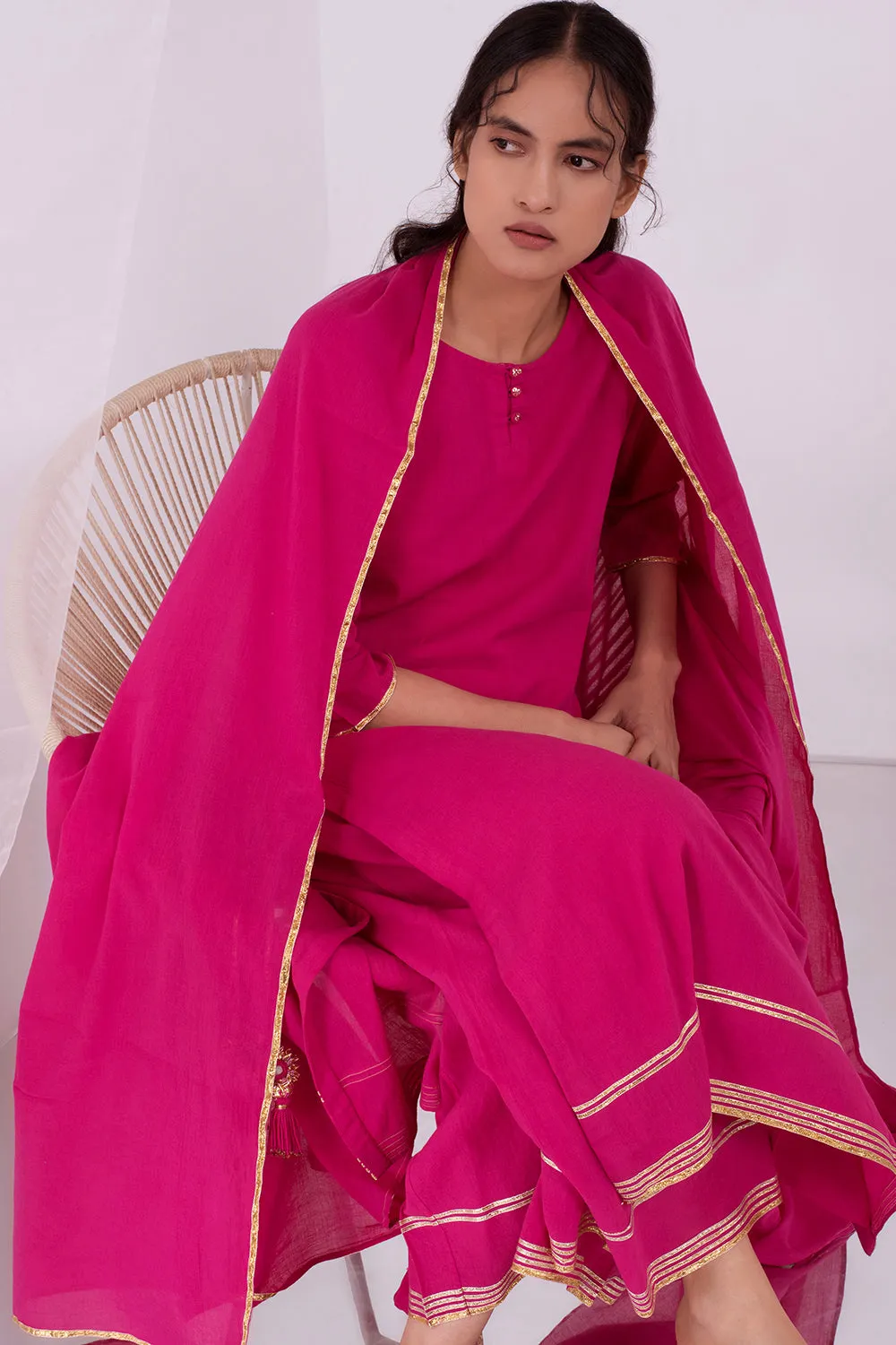 Pink gota work pyjama set