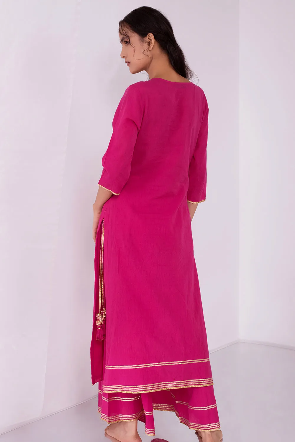 Pink gota work pyjama set