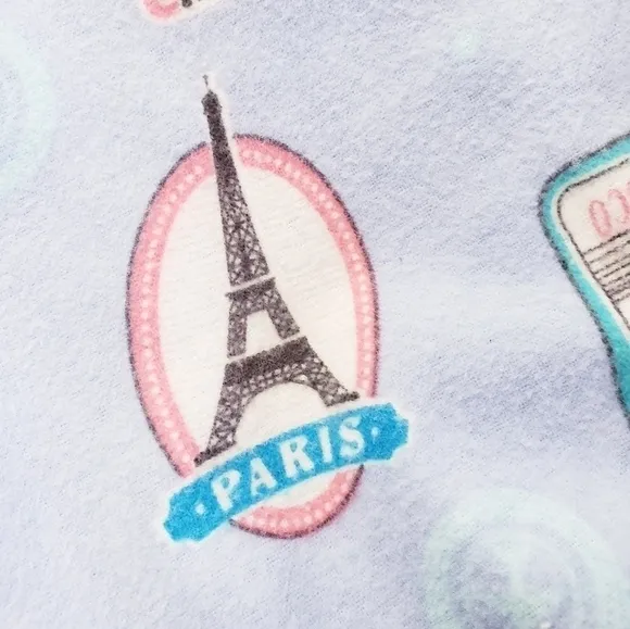 P.j. Salvage Blue Flannel Pajamas Paris design Size Small