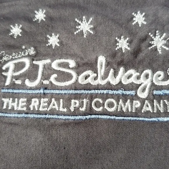 P.j. Salvage Blue Flannel Pajamas Paris design Size Small