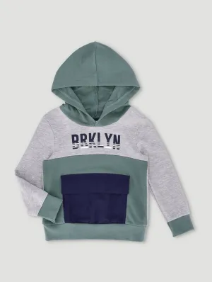 Pre-Boys Colorblock Pocket Fleece Hoody - Dark Green