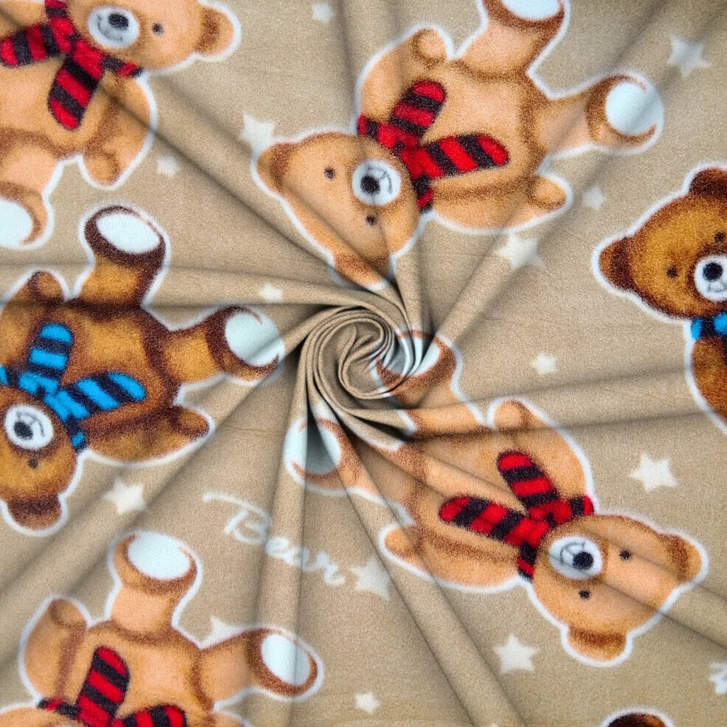 Printed Polar Fleece Teddy Bear Beige